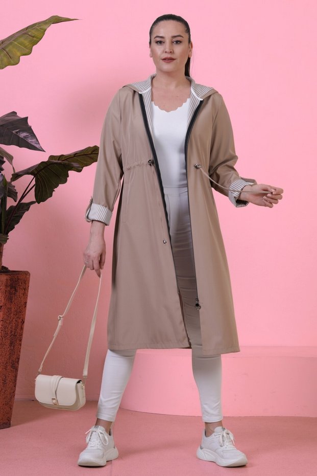 Women's Large Size Hijab Full Length Sports Trencoat