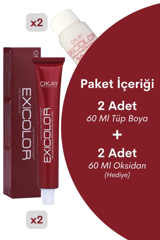 Saç Boyası Tüp 60 ml 7.11 Kumral Yoğun Küllü 2 Adet (Oksidan Hediyeli 4'lü Set) - 2
