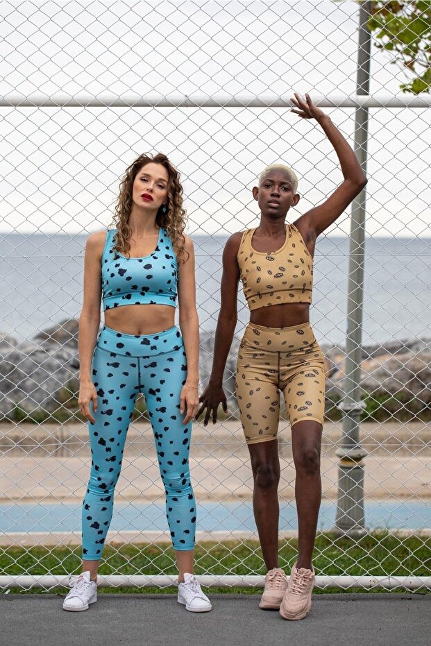 Blue Spotted Pattern Digital Printed Basic Bustier - 5