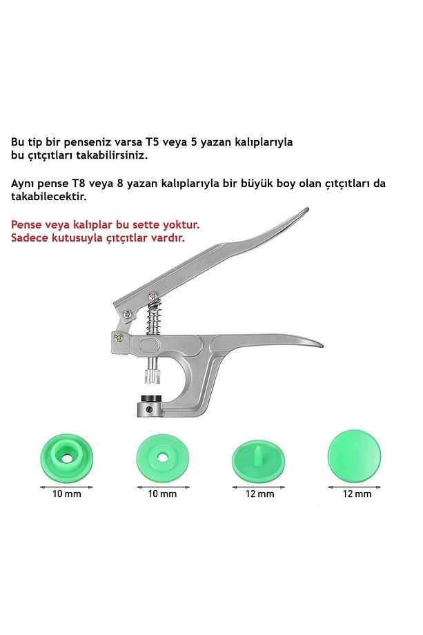 Karışık Renkli T5 Plastik Çıtçıt (360 adet) (12mm Plastik Çıtçıt) Asorti Renkler [Kalıpsızdır] - 4