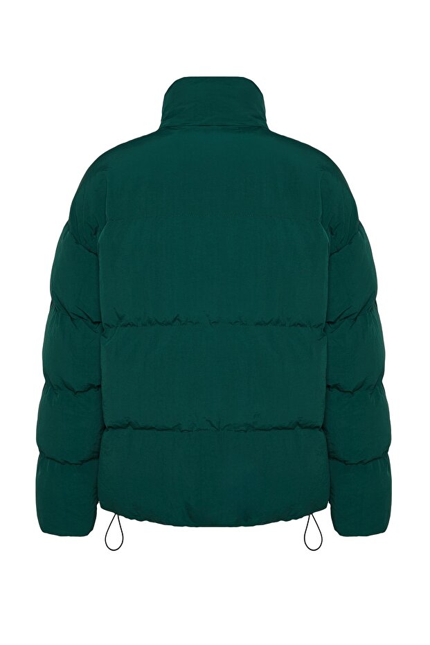 Zielony Unisex Oversize Fit Stójka Wodoodporny i Wiatroszczelny Zimowy Płaszcz Puchowy Tmnaw24Mo00003 - 8