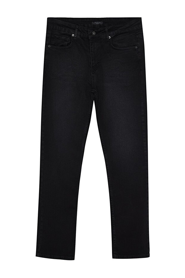 Siyah Smoke Regular Fit Jeans Kot Pantolon TMNAW23JE00036 - 7