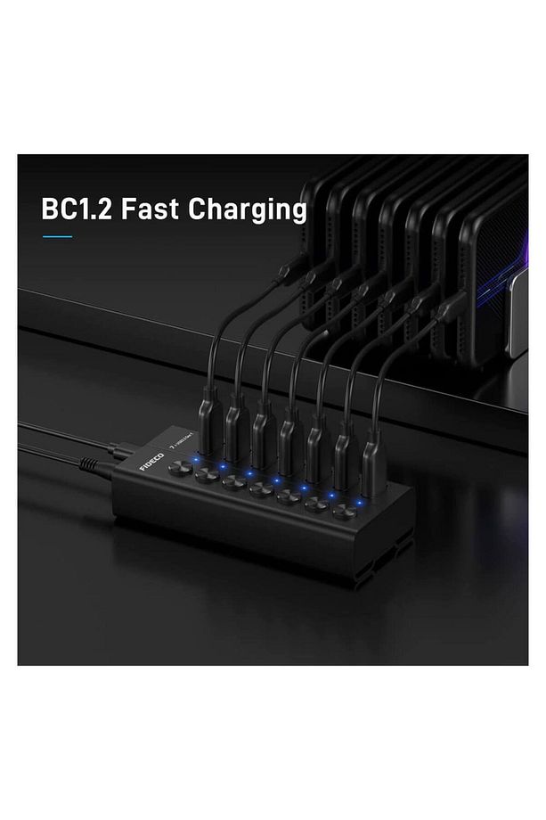 Fideco Hkg07c 7 Port 3.2 Gen 1 Type-c Usb Çoklayıcı Hub On/off Switch Ledli - 12v 3a Adaptörlü - 5