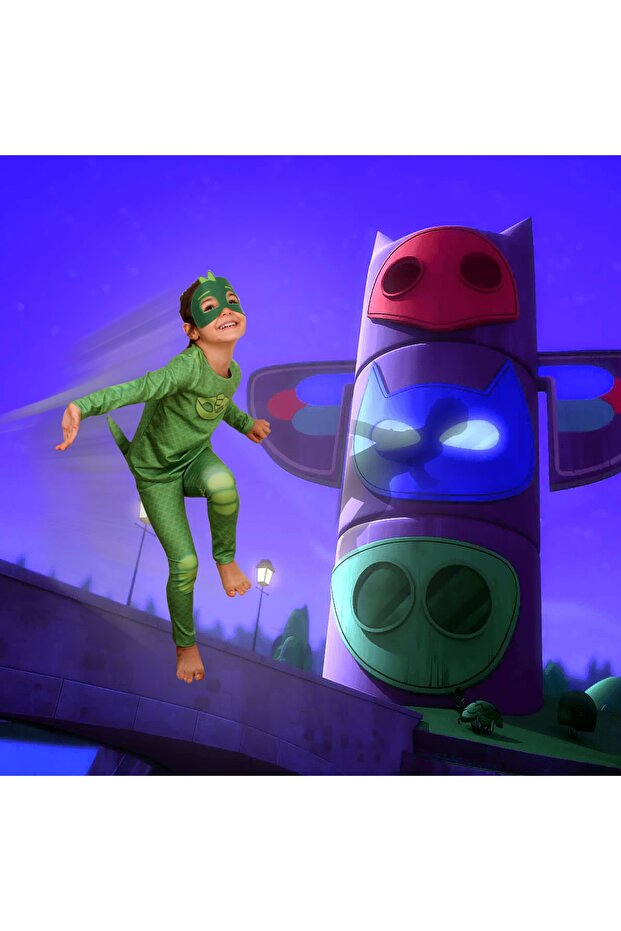قناع Pj Masks ذو الذيل المطبوع عالي الجودة زي السحلية المحلية Gekko