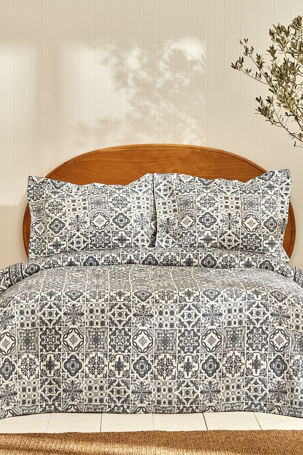 Tiles Çift Kişilik Yatak Örtüsü Mavi - 1