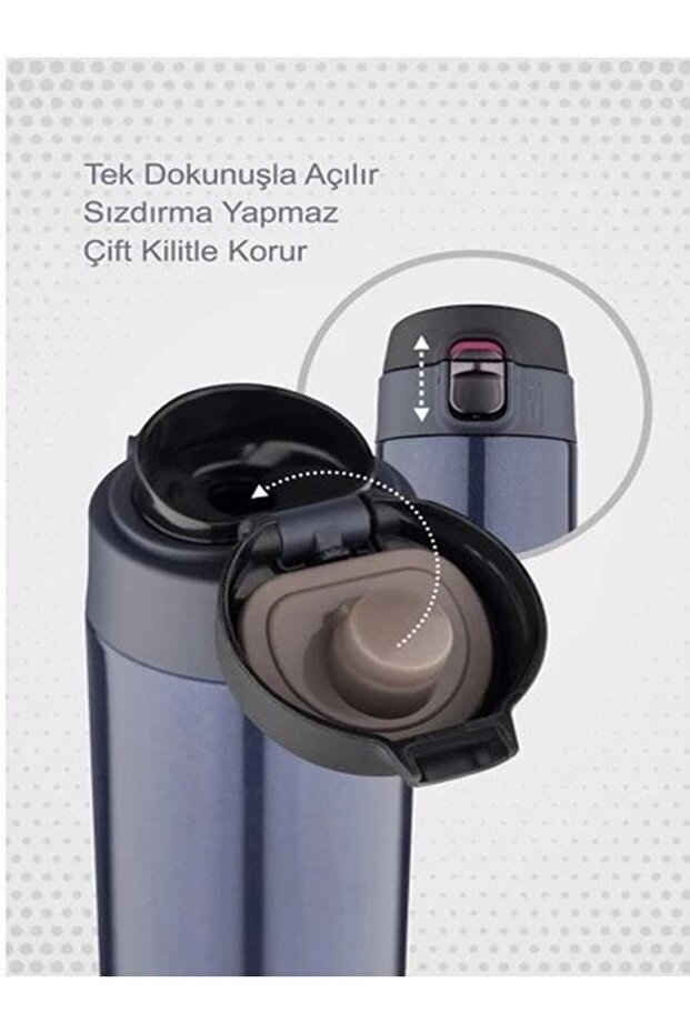 Sızdırmaz Vakumlu Çift Katmanlı Çelik Termos - Lacivert - 2