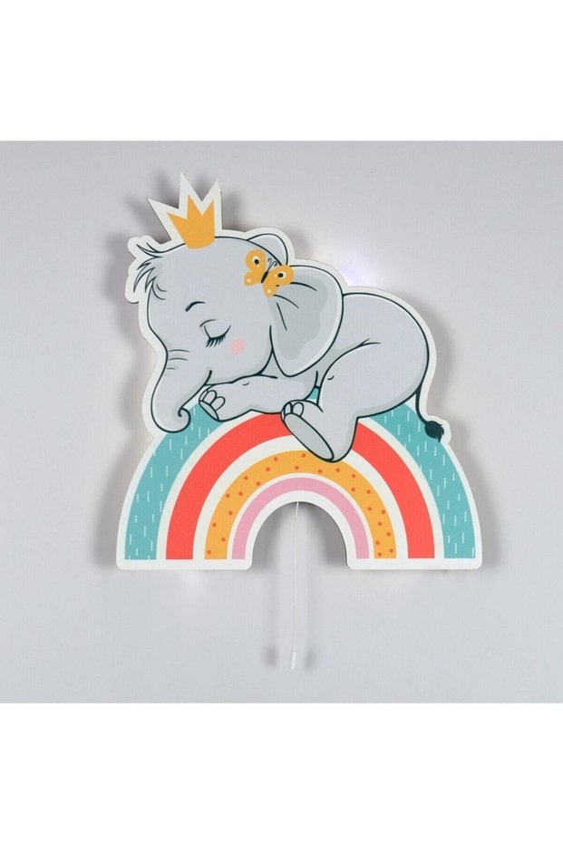 Elephant Sleeping in the Rainbow Lighting