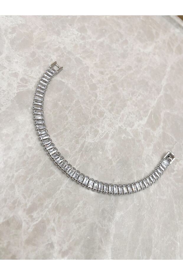 Waterway Zircon Stone Stainless Steel Baguette Bracelet003