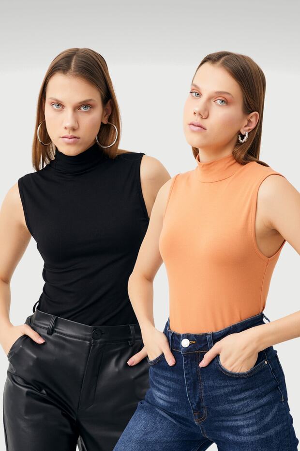Women's Black Salmon 2-Piece Sleeveless Body