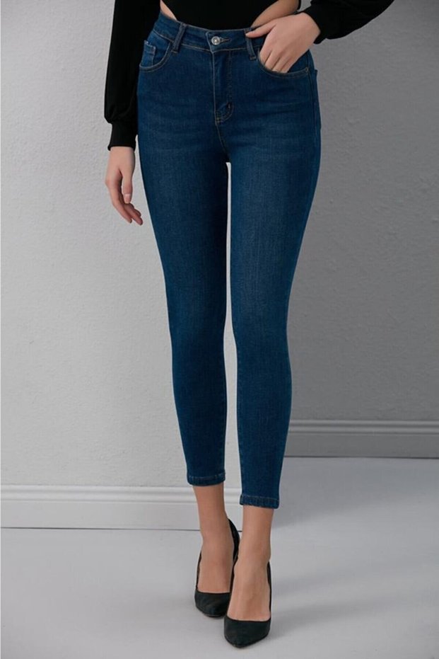 Dark Blue Shaded Lycra Skinny Recovery Skinny Jeans Trousers
