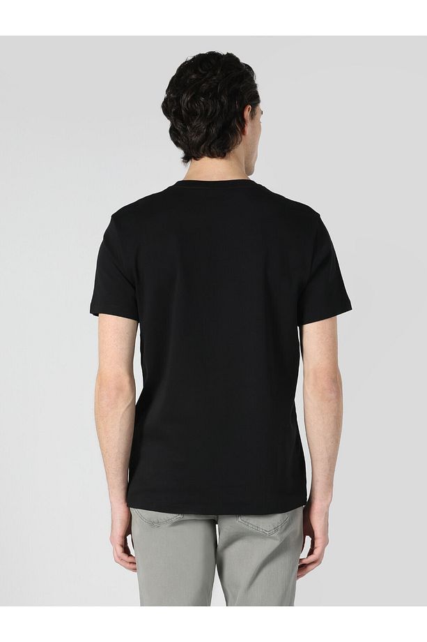 Regular Fit Bisiklet Yaka Basic Siyah Erkek Kısa Kol Tişört - 2