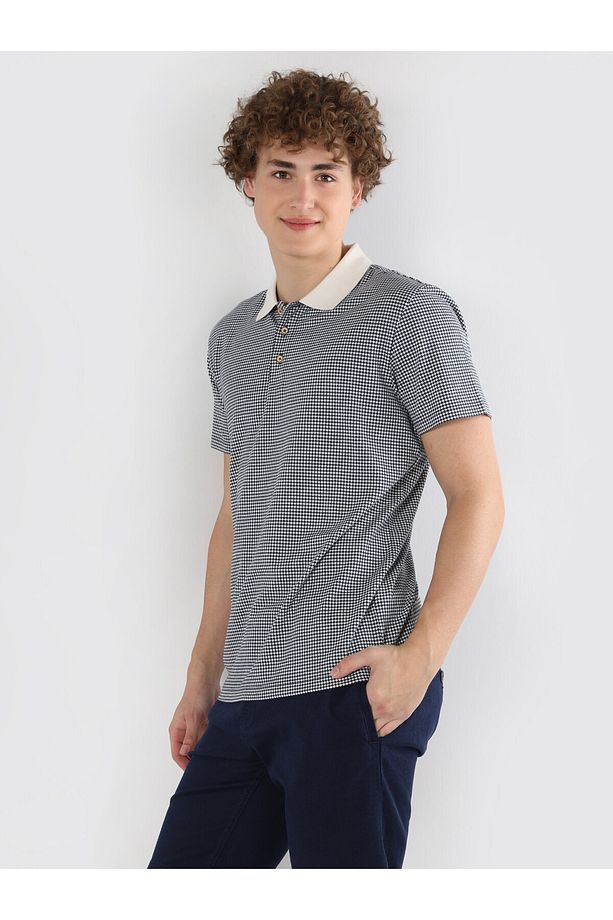 Regular Fit Mavi Erkek Polo Yaka Kısa Kol Tişört - 4