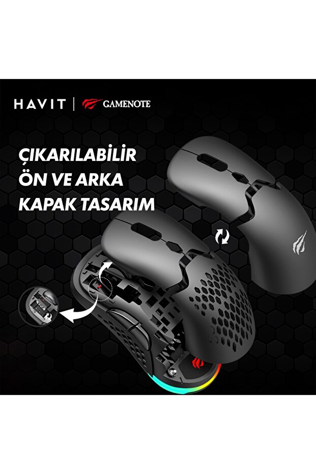 Gamenote MS963WB RGB Wireless Kablosuz Modüler Profesyonel Gaming Mouse - 5
