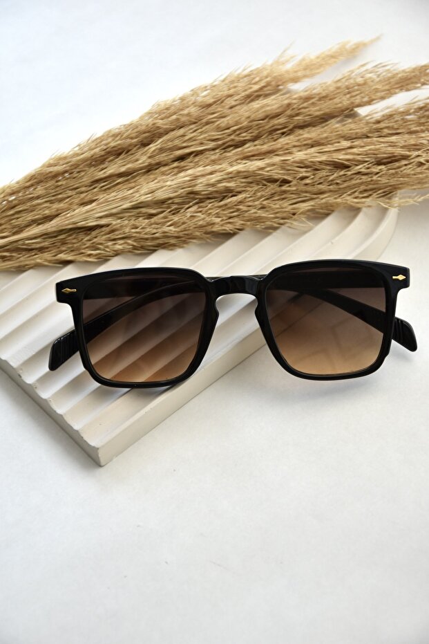 Unisex Women Men Uv400 Protected Black Brown Gradient Square Rectangular New Season Sunglasses