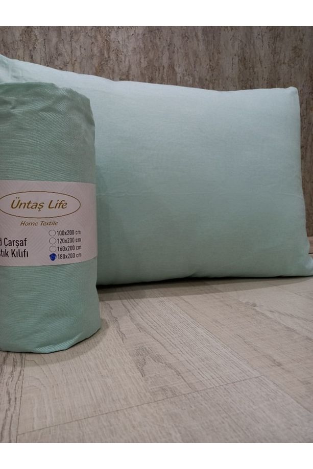 Üntaş life mint yeşili 100x200 tek kişilik lastikli çarşaf+1 adet yastık kılıfı ecmintyşl100 - 5