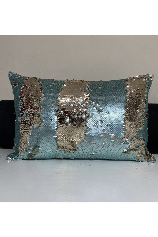 غطاء وسادة مزخرف مستطيل مزين بالترتر - 4