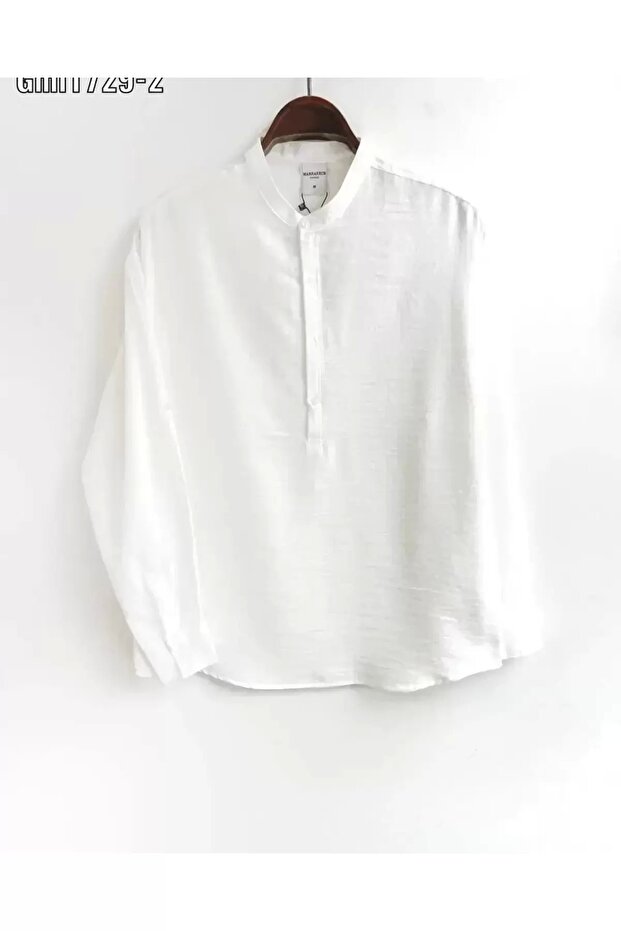 Special Design Linen Oversize Shirt - Judge Collar Model