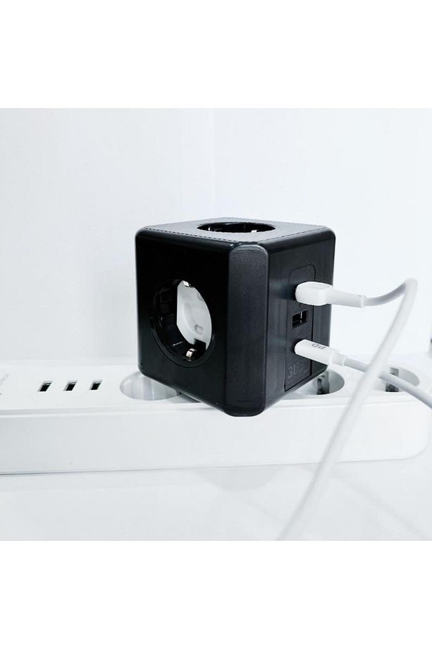Termal Akım Korumalı 3'lü Duvar Tipi Priz 2 Usb 1 Type-c Küp Priz - 4