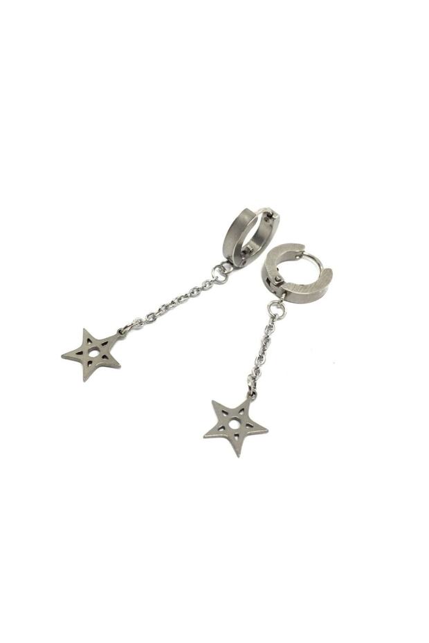 Long Star Steel Earrings