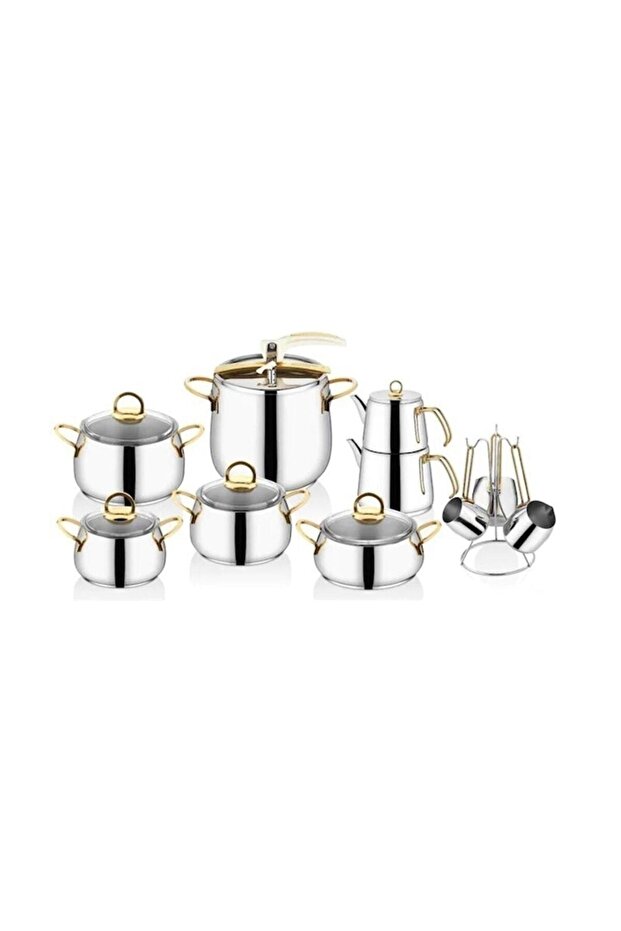 Inter Hanzade 18 Piece Plain Gold Pot Set