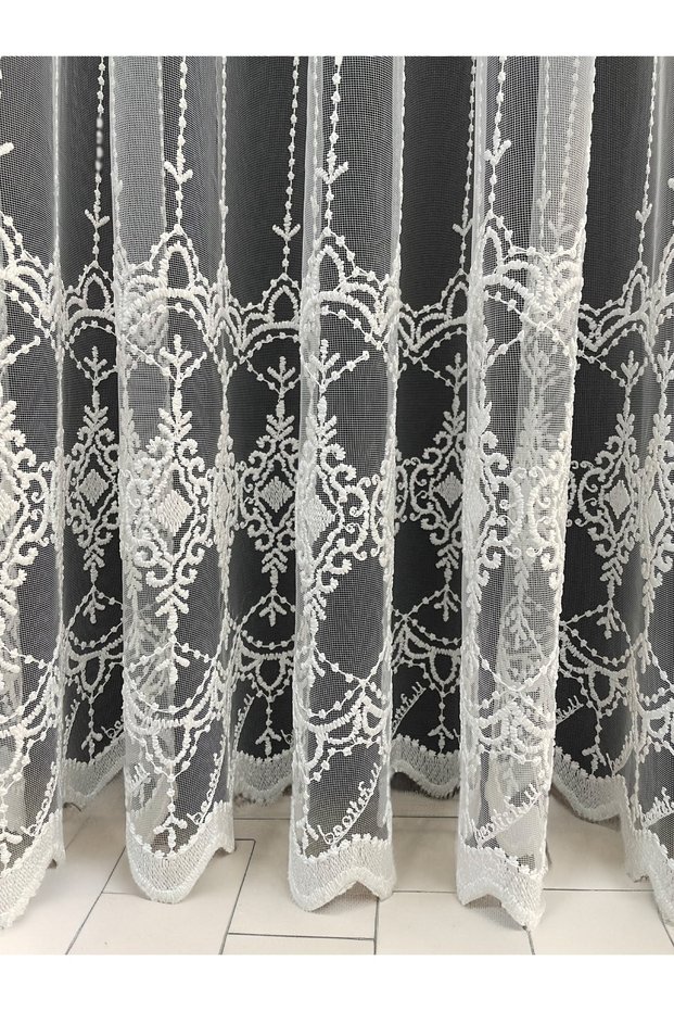 Eco 8047 Patterned 1 to 2.5 Medium Pleated Tulle Curtain