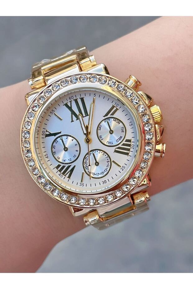 Roman Numeral Stoned Women's Wristwatch