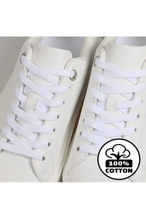 White Sports Shoelaces 100% Cotton