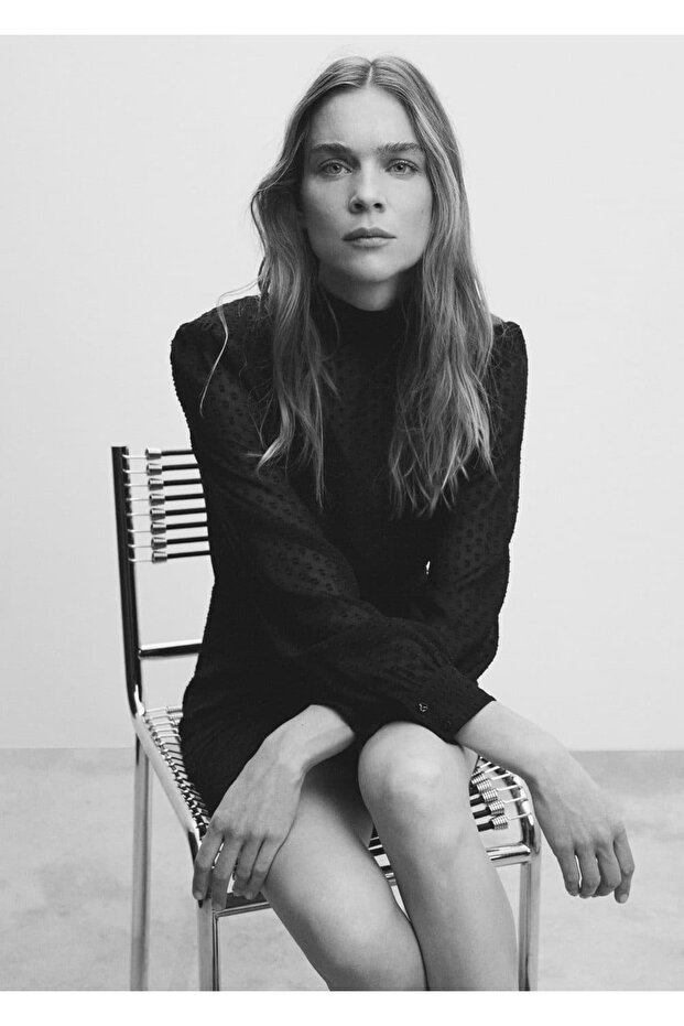 Sırtı Açık Plumeti Elbise - 6