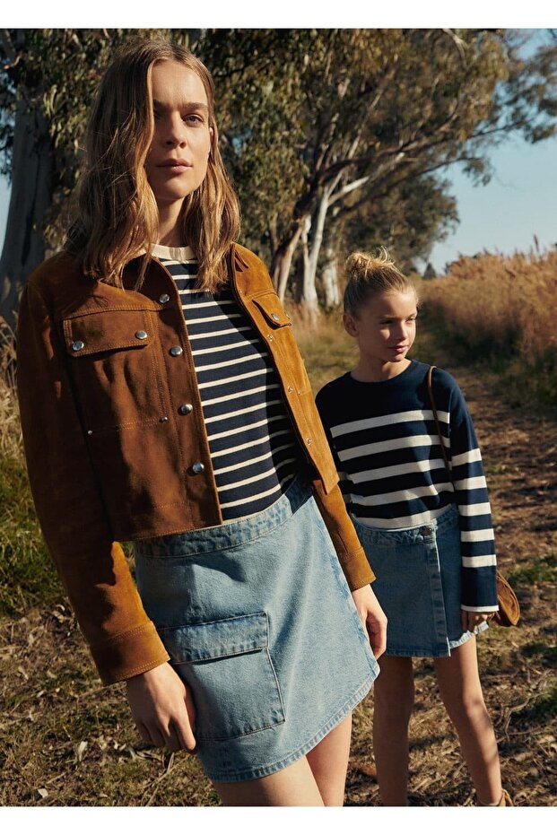 Kruvaze Denim Mini Etek - 7