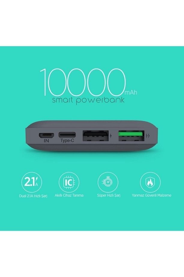 Pbs101 Micro Usb Type C Girişli 10.000 Mah Smart Powerbank 2023 - 3