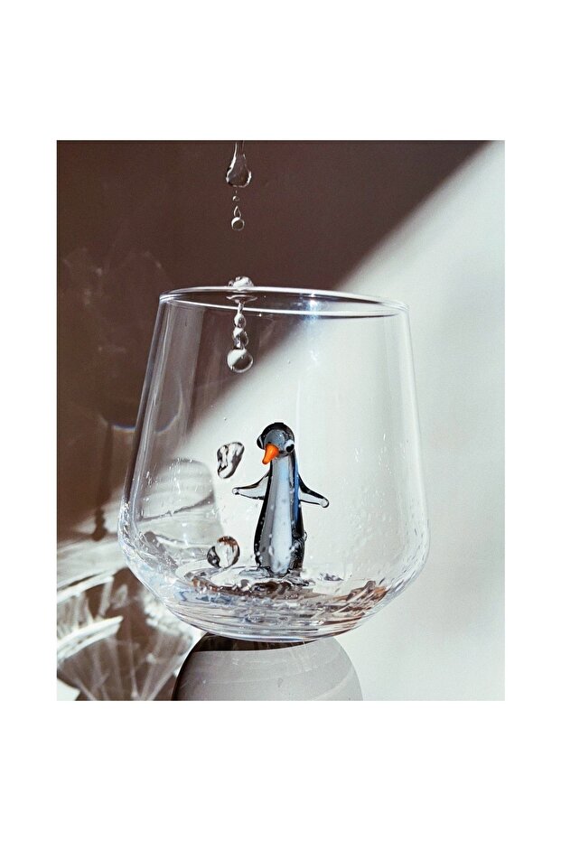 Gray Penguin Water Glass