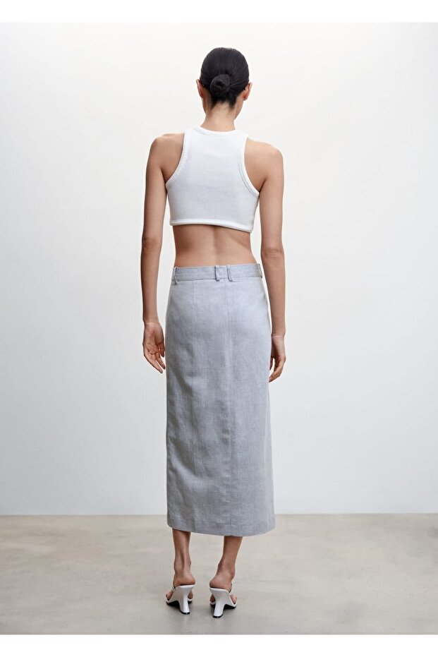 Keten yırtmaçlı etek - 4