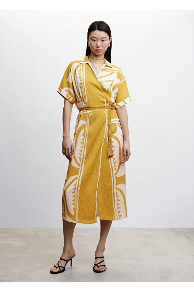 Desenli Gömlek Elbise - 2