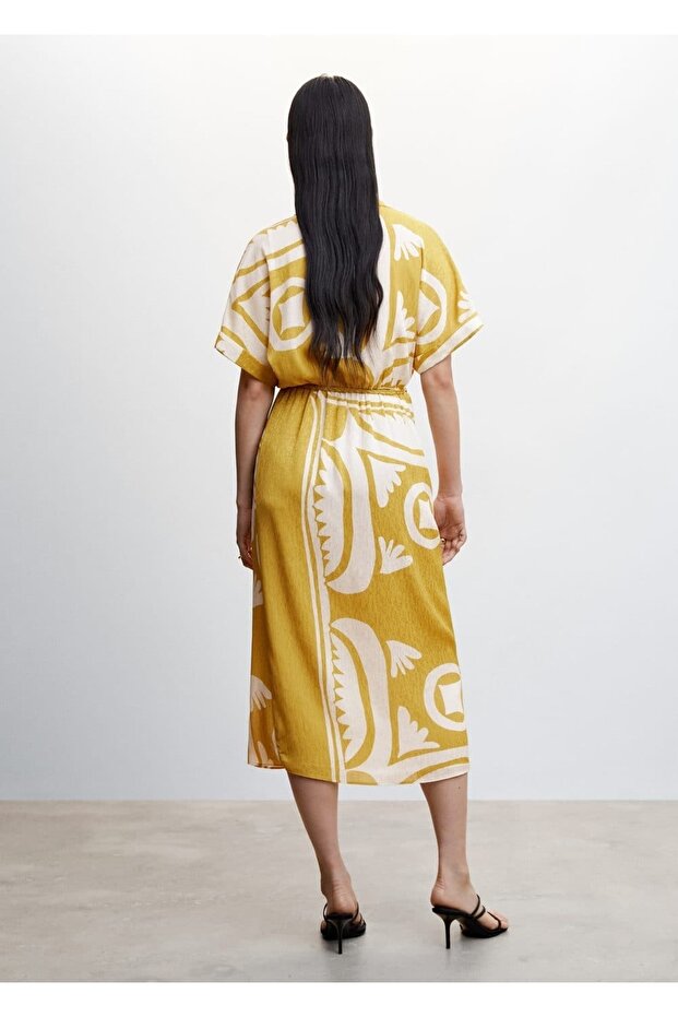 Desenli Gömlek Elbise - 4