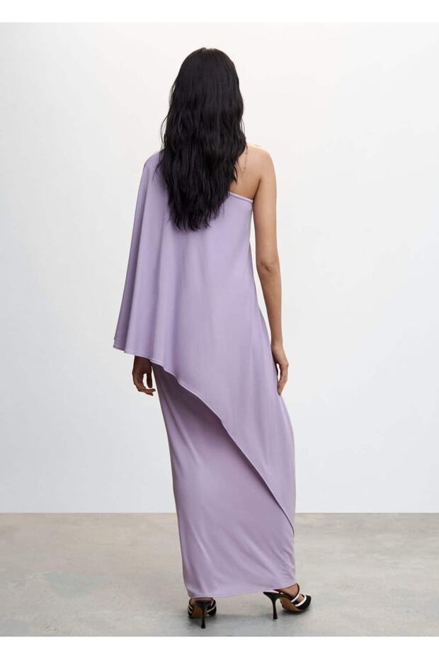 Asimetrik Kollu Elbise - 4