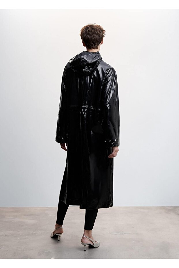 Rugan Görünümlü Kapüşonlu Parka - 4