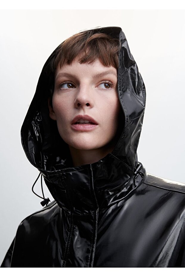 Rugan Görünümlü Kapüşonlu Parka - 7