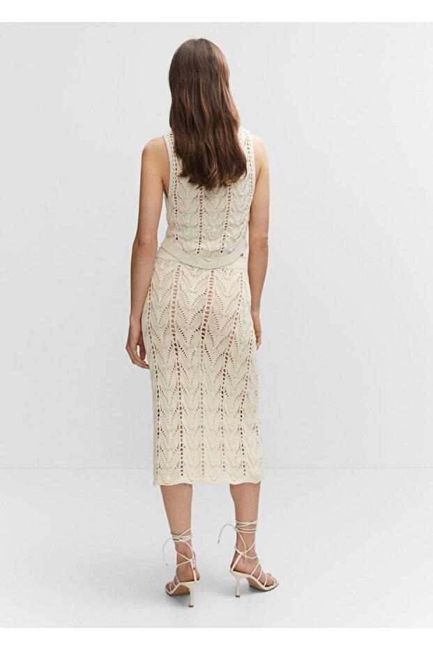 Stras detaylı triko etek - 4