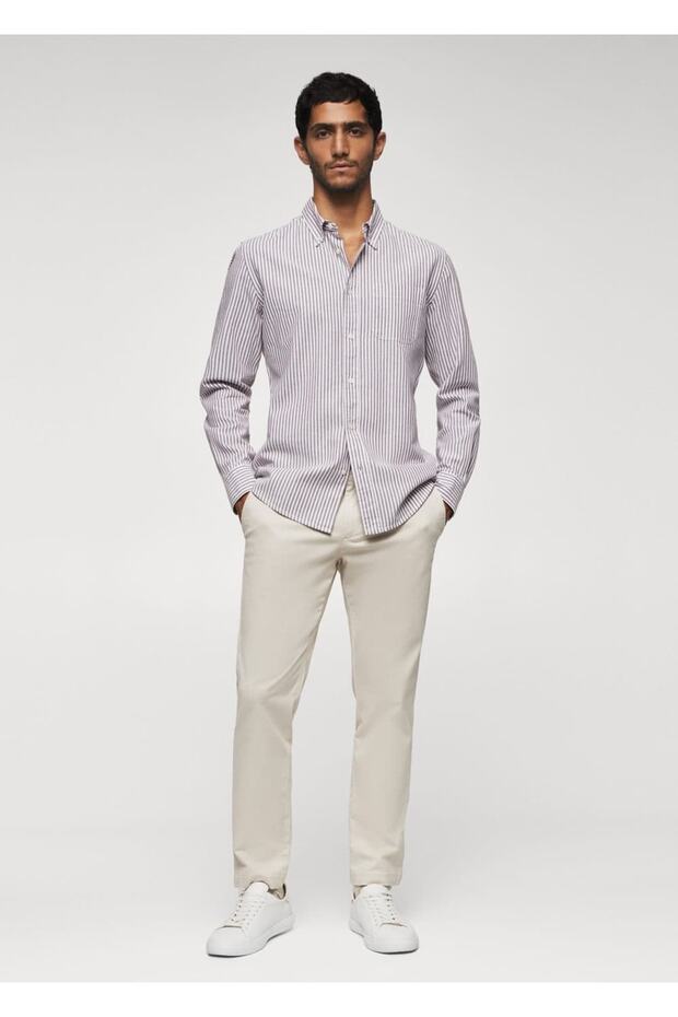 Çizgili Pamuklu Regular Fit Gömlek - 2