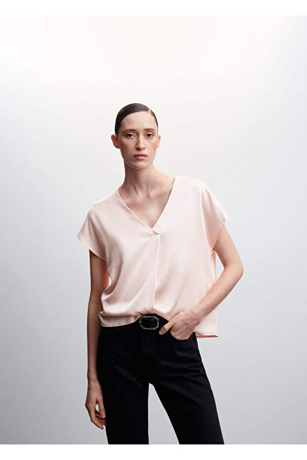 Satinhemd mit V-Ausschnitt - 1