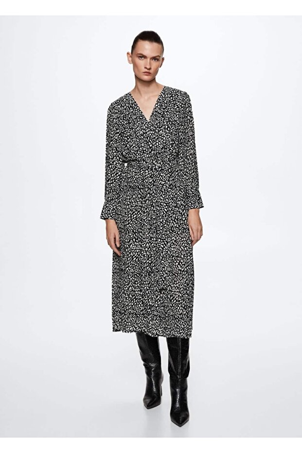 Desenli Pilili Elbise - 2