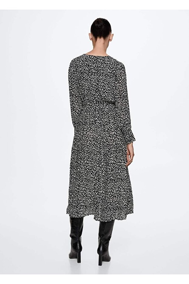 Desenli Pilili Elbise - 4