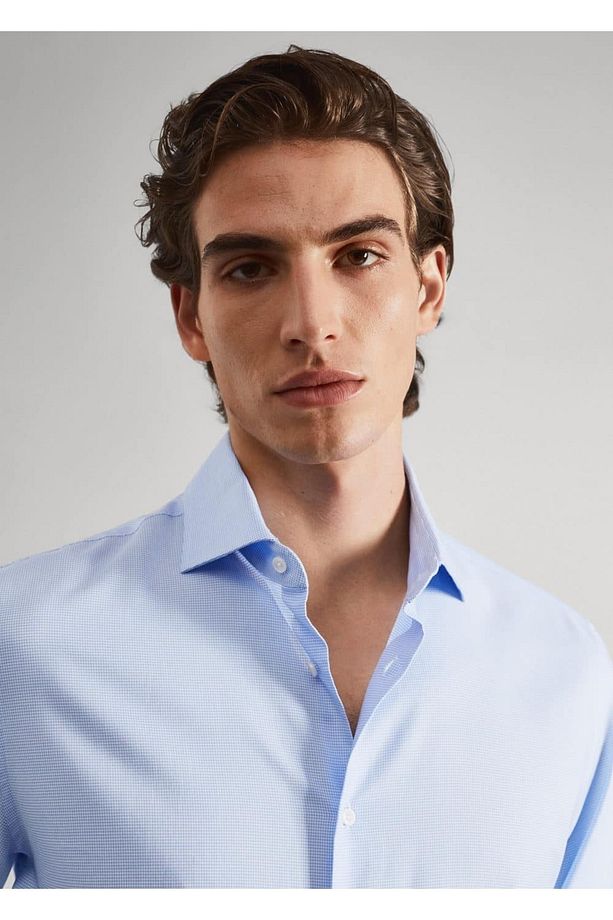 Mikro Desenli Slim Fit Kumaş Gömlek - 5