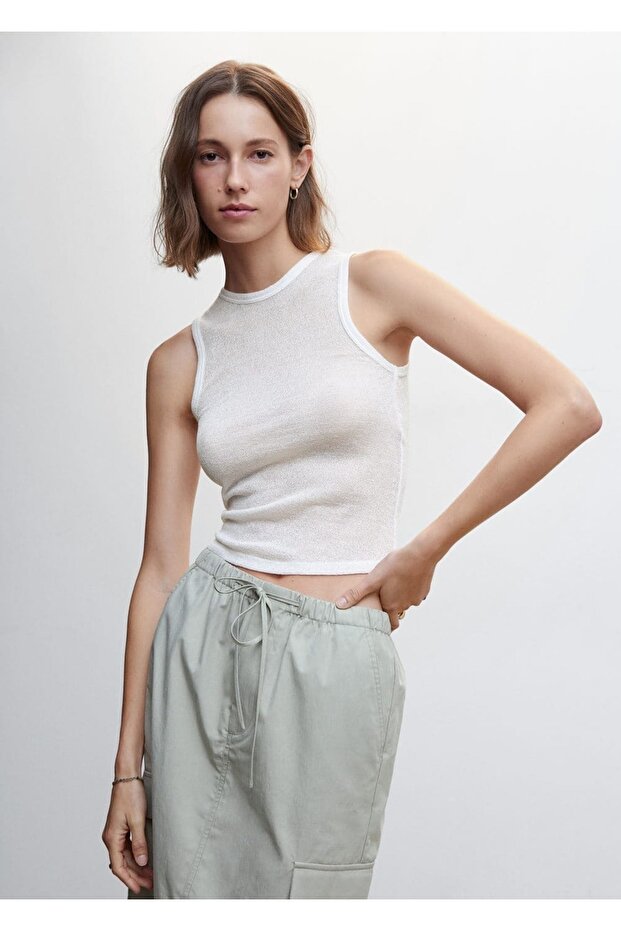 Yarı Şeffaf Triko Bluz - 1