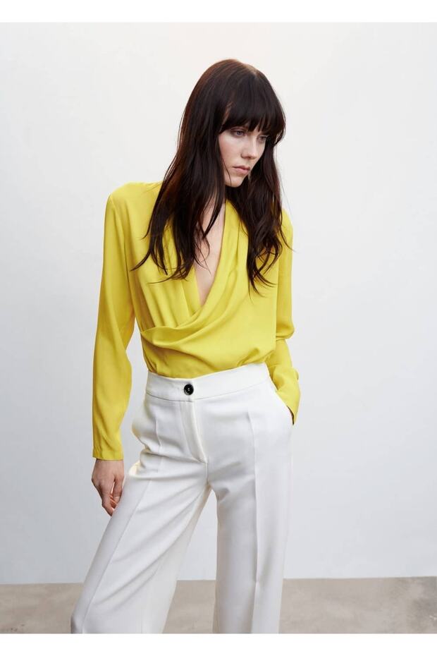 Drape Kruvaze Yaka Bluz - 1