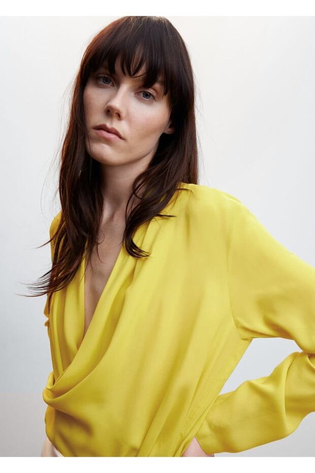 Drape Kruvaze Yaka Bluz - 6