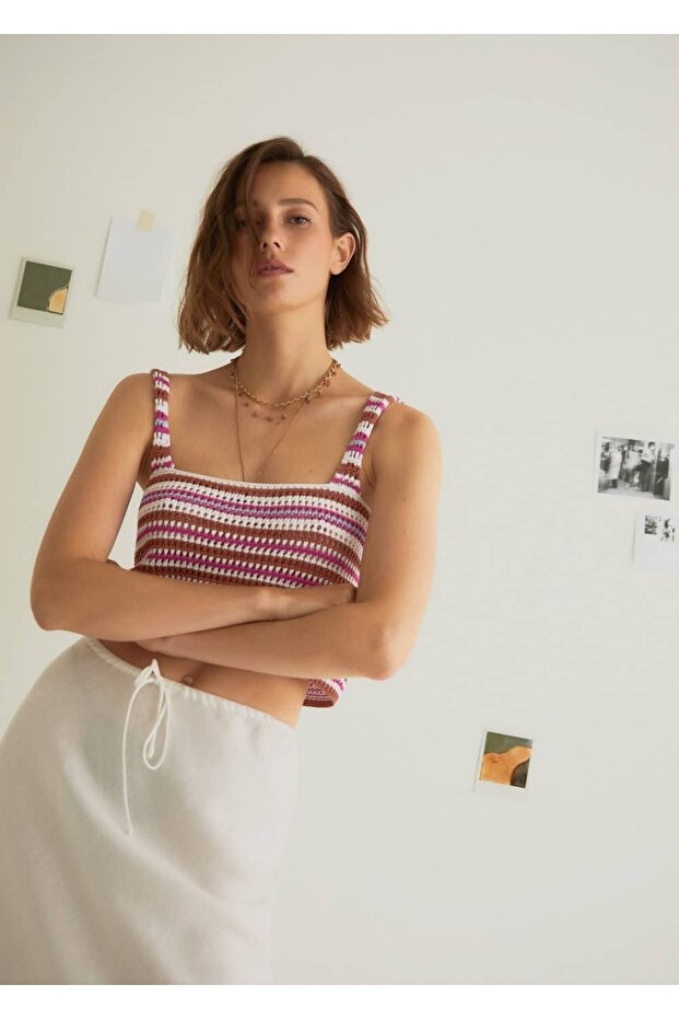 Kroşe cropped bluz - 7