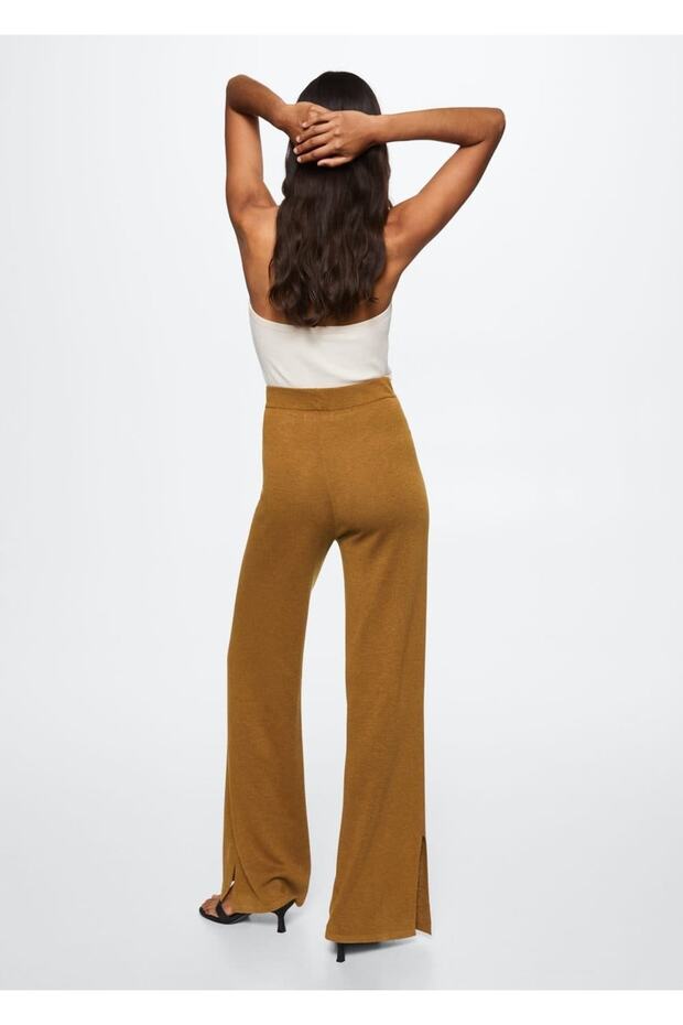 Yan Yırtmaçlı Triko Pantolon - 4