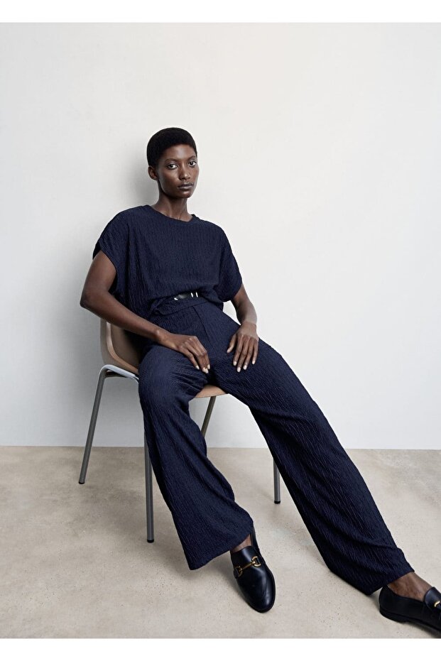 Teksturirane palazzo pantalone - 8