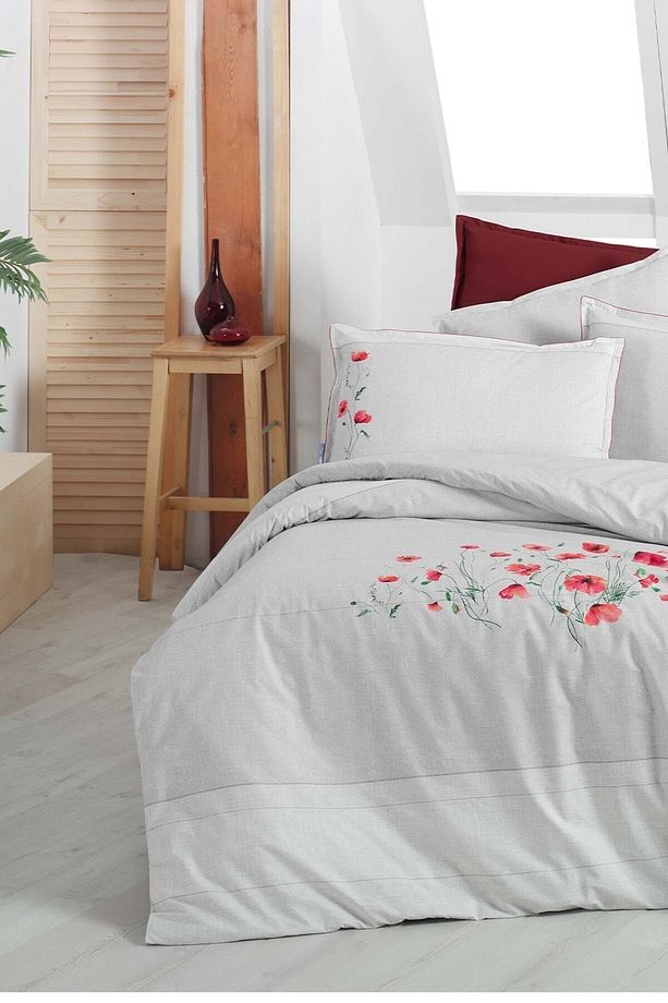 Serra Gri Tek Kişilik %100 Pamuk Fancy Poplin Nevresim Takımı - 3